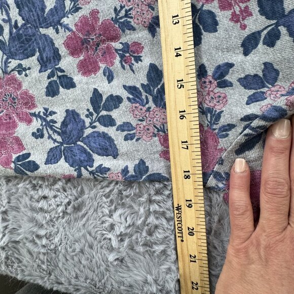 Loft Womens S Pink Blue Floral Crew Neck Cotton Long Sleeve Pullover Sweatshirt - Picture 5 of 6